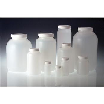 Natural HDPE Wide Mouth Rounds with White Polypropylene Unlined Caps