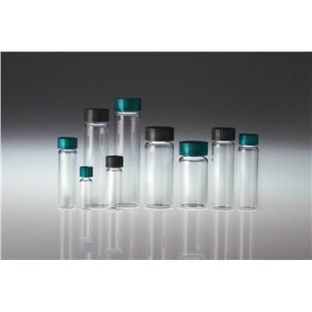 Clear Borosilicate Sample Vials with Black Phenolic PolyCone Caps