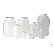 Natural HDPE Wide Mouth Rounds with Black Phenolic Solid PE Caps