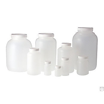 Natural HDPE Wide Mouth Rounds with Black Phenolic Solid PE Caps