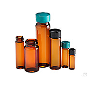 Amber Borosilicate Sample Vials with Black Phenolic PolyCone Caps