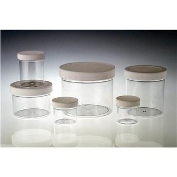 Clear Polystyrene Jar with White Polypropylene SturdeeSeal® PE Foam Caps