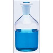 Solution Bottles, Narrow Mouth, with Color-Coded PTFE Standard Taper Flathead Stopper, Plastic Safety Coated
