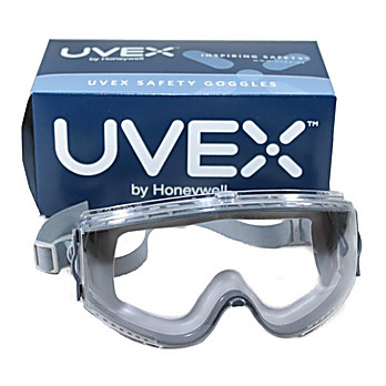 Uvex Stealth Safety Goggles with Clear HydroShield Anti-Fog Lens, White Body & Neoprene Headband 