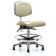 Class 100 Vinyl Clean Room Chair - Medium Bench Height with Chrome Foot Ring & Stationary Glides