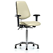 Class 100 Vinyl Clean Room Chair - Medium Bench Height with Medium Back, Adjustable Arms, & Stationary Glides
