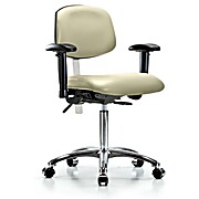 Class 100 Vinyl Clean Room Chair - Medium Bench Height with Seat Tilt, Adjustable Arms, & Casters