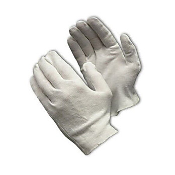 CleanTeam® Heavy Weight Cotton Lisle Inspection Glove with Overcast Hem Cuff - Size: Ladies,  50 packs/case