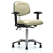 Class 100 Vinyl Clean Room Chair - Medium Bench Height with Seat Tilt, Adjustable Arms, & Stationary Glides