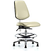 Class 100 Vinyl Clean Room Chair - Medium Bench Height with Medium Back, Seat Tilt, Chrome Foot Ring, & Stationary Glides