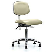 Class 100 Vinyl Clean Room Chair - Medium Bench Height with Seat Tilt & Stationary Glides