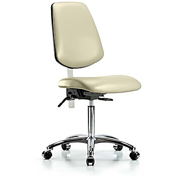 Class 100 Vinyl Clean Room Chair - Medium Bench Height with Medium Back, Seat Tilt, & Casters