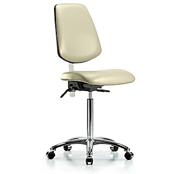 Class 100 Vinyl Clean Room Chair - Medium Bench Height with Medium Back & Casters