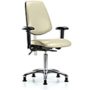 Class 100 Vinyl Clean Room Chair - Medium Bench Height with Medium Back, Seat Tilt, Adjustable Arms, & Stationary Glides