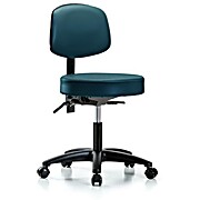 Vinyl Stool with Back - Marine Blue Supernova Vinyl