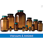 Vacuum & Ionized Amber Wide Mouth Packer with Green Thermoset F217 & PTFE Caps