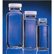 Clear French Square Glass Bottles with White Polypropylene Cap with Poly-Vinyl Liner