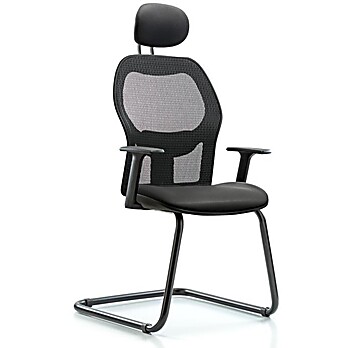 Executive Windrowe Mesh Back Guest Chair with Carbon Supernova Seat, Head Rest, & Arms