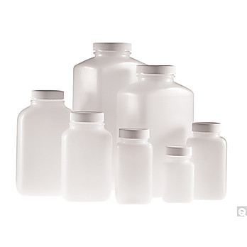 Natural HDPE Wide Mouth Oblong with White PP SturdeeSeal® PE Foam Caps