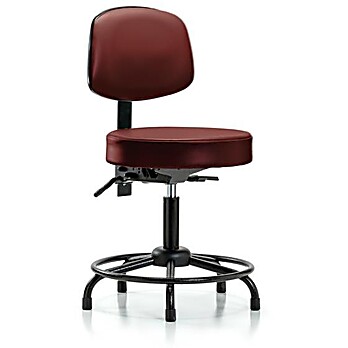 Vinyl Stool with Back - Taupe Supernova Vinyl
