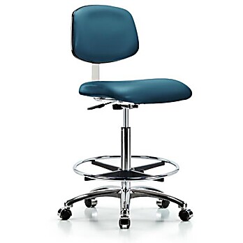 Class 10 Clean Room Vinyl Chair Chrome - Marine Blue Supernova Vinyl