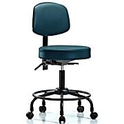 Vinyl Stool with Back - Marine Blue Supernova Vinyl