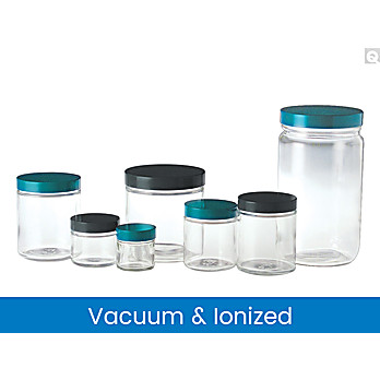 Vacuum & Ionized Clear Straight Sided Rounds with Black Phenolic Pulp/Vinyl Caps