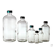 Wheaton® Safety Coated Clear Glass Bottles, 16 oz, PTFE Liner, case/24