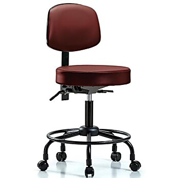 Vinyl Stool with Back - Taupe Supernova Vinyl