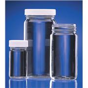 Clear AC Medium Round Glass Bottles With White Polypropylene Cap with Poly-Vinyl Liner