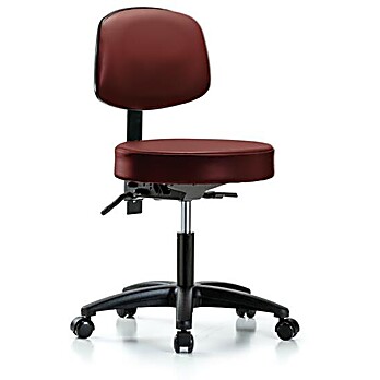 Vinyl Stool with Back - Taupe Supernova Vinyl