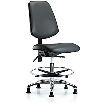 Vinyl Chair Chrome - Medium Bench Height with Medium Back, Carbon Supernova Vinyl