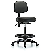 Vinyl Stool with Back - High Bench Height Carbon Supernova Vinyl