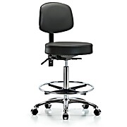 Vinyl Stool with Back Chrome - Carbon Supernova Vinyl