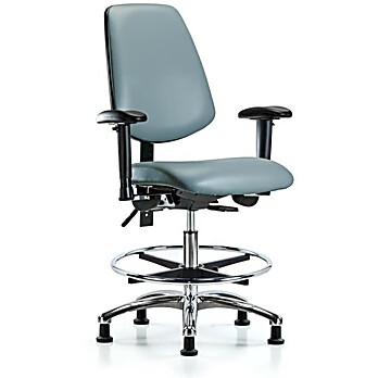 Vinyl Chair Chrome - Medium Bench Height with Medium Back, Storm Supernova Vinyl