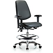 Vinyl Chair Chrome - Medium Bench Height with Medium Back, Carbon Supernova Vinyl