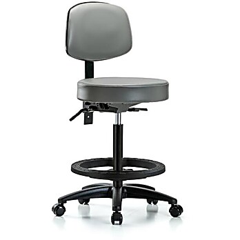 Vinyl Stool with Back - High Bench Height with Sterling Supernova Vinyl