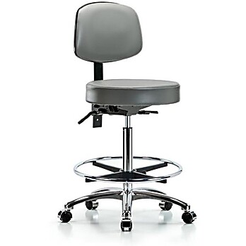 Vinyl Stool with Back Chrome - Sterling Supernova Vinyl