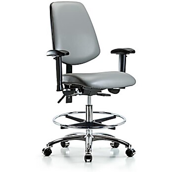 Vinyl Chair Chrome - Medium Bench Height with Medium Back, Sterling Supernova Vinyl