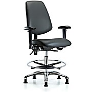 Vinyl Chair Chrome - Medium Bench Height with Medium Back, Carbon Supernova Vinyl