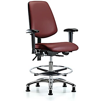 Vinyl Chair Chrome - Medium Bench Height with Medium Back, Borscht Supernova Vinyl