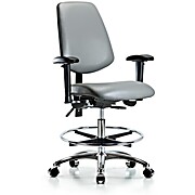 Vinyl Chair Chrome - Medium Bench Height with Medium Back, Sterling Supernova Vinyl
