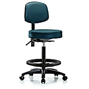 Vinyl Stool with Back - High Bench Height Marine Blue Supernova Vinyl