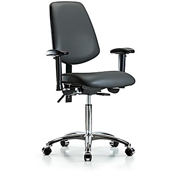 Vinyl Chair Chrome - Medium Bench Height with Carbon Supernova Vinyl