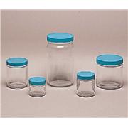 Safety Coated Graduated Glass Jar, 16oz with 63-400 Green Thermoset F217 &  PTFE Lined Cap, case/12