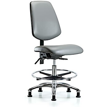 Vinyl Chair Chrome - Medium Bench Height with Medium Back, Sterling Supernova Vinyl