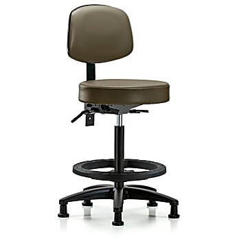 Vinyl Stool with Back - High Bench Height Marine Blue Supernova Vinyl