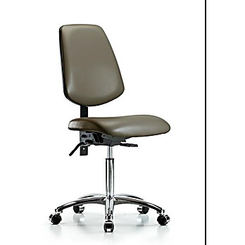 Vinyl Chair Chrome - Medium Bench Height with Taupe Supernova Vinyl