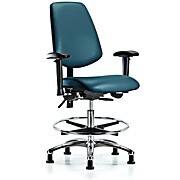 Vinyl Chair Chrome - Medium Bench Height with Medium Back, Marine Blue Supernova Vinyl