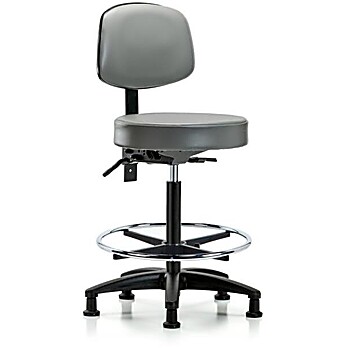 Vinyl Stool with Back - Sterling Supernova Vinyl